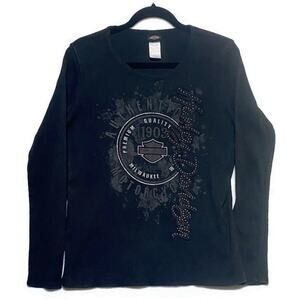 Longhorn Grand Prairie TX Harley Davidson Pull Over Shirt Women's Black Large